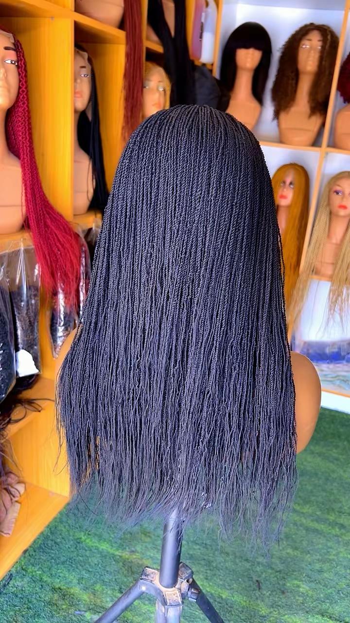 Black Closure Small Twist Braided Wig | Back Length | Protective Style | Ready to Wear
